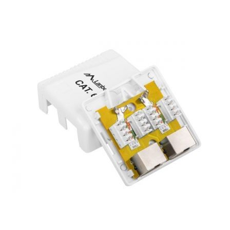 Lanberg Roseta de superficie OS6-0002-W Cat.6 FTP 2x RJ-45 Blanco Lanberg Roseta de superficie OS6-0002-W Cat.6 FTP 2x RJ-45 Blanco